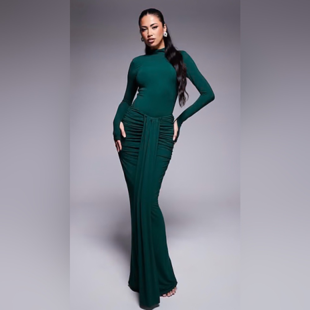Elegant emerald Green Maxi Skirt set